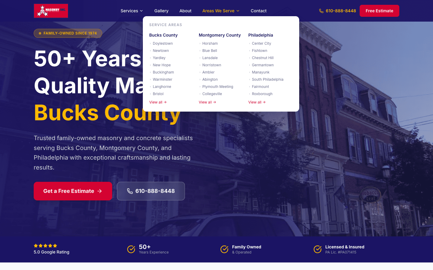 Areas mega menu with 3 counties