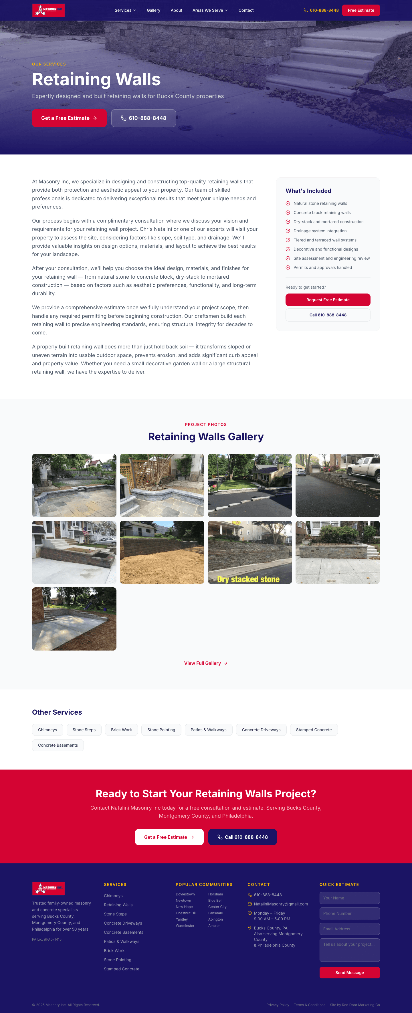 New retaining walls page