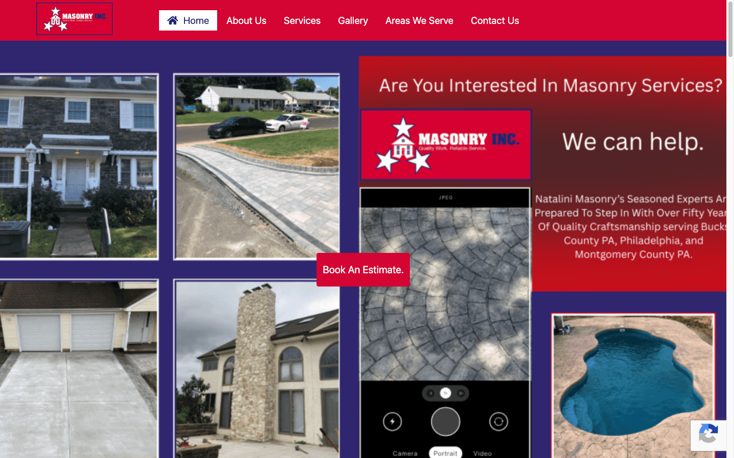 Natalini Masonry website before redesign