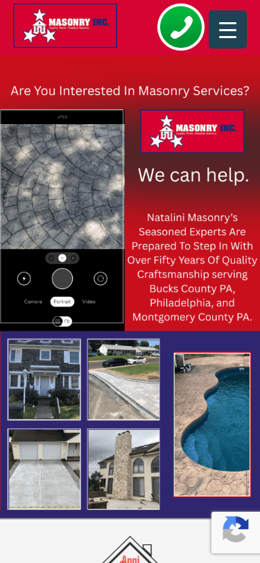 Natalini Masonry old mobile homepage