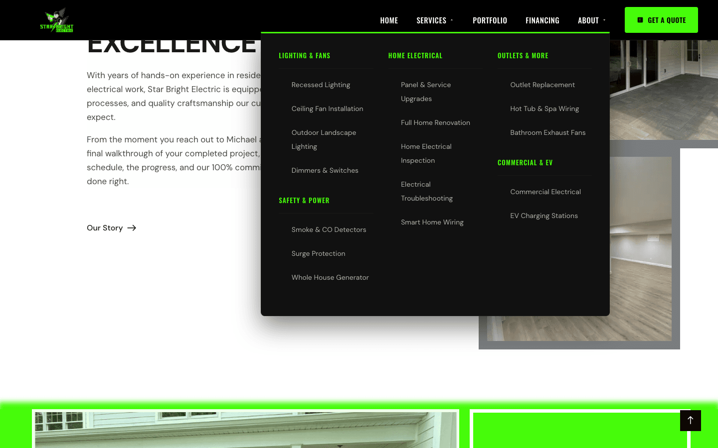 Homepage reviews module with 5.0 star rating